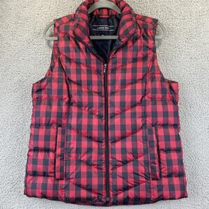 Lands End Puffer Vest Womens Medium Down Filled Buffalo Check Cabincore Cozy